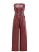 1940er PU Leder Gürtel Trägerlos Jumpsuit