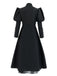 Schwarz 1940er Gothic Wicked-Inspiriert Elphaba Blumen Hexenkleid