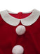 50er Weihnachts-Samtstufenkleid mit weißem Saum und Gürtel
