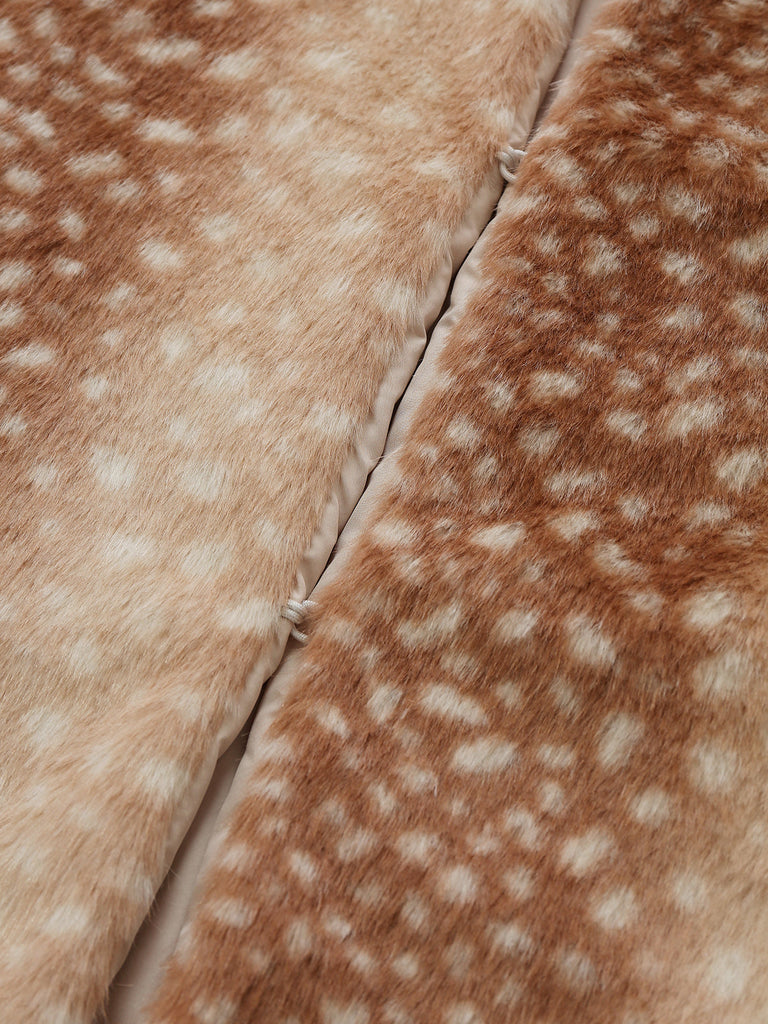 Braune 50er Kunstpelz-Kurzjacke mit Hirschprint