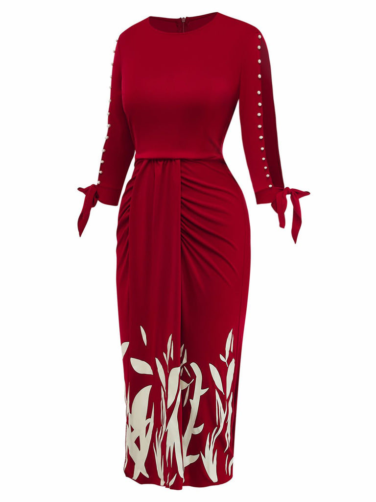 1960er Blumen Cut-Out Patchwork Binde Kleid