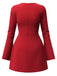 1960er Solide Langarm Faux Taschen Kleid