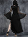 [Vorverkauf] Schwarz 1980er Gothic Schlitz Ausgestellte Ärmel Spitze Kleid