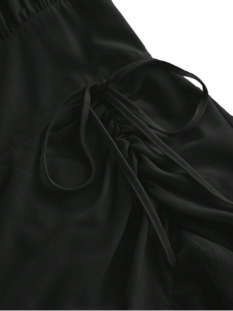 [Vorverkauf] 1950er Träger Gerafft Gestuft Rüschen Saum Kleid