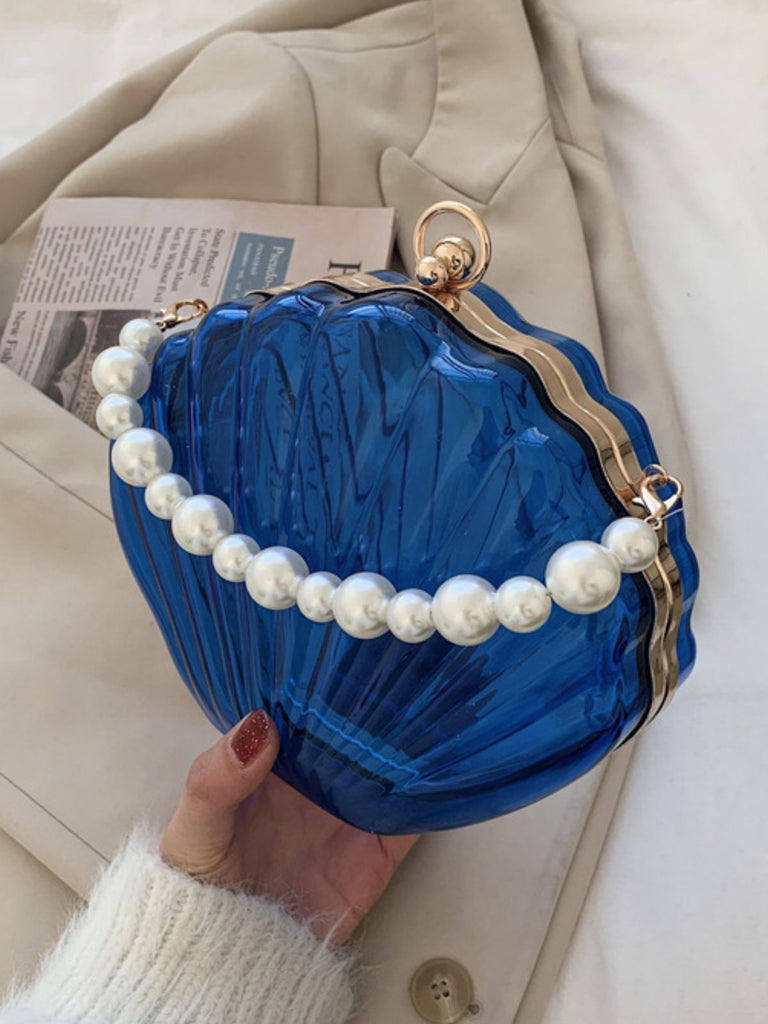 Vintage 3D-Muschel Transparent Perlenkette Tasche