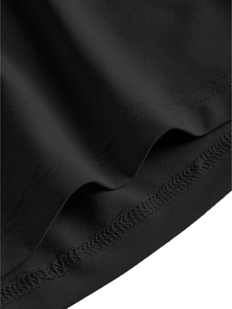 Schwarz 1960er Solide Ärmellos Enges Kleid