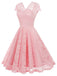 1950er Solide V-Ausschnitt Ärmellos Spitze Kleid