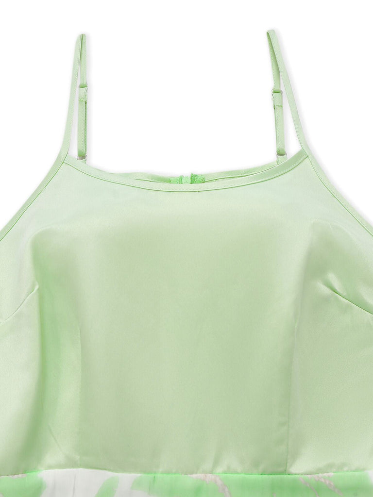 1930er Bogen Organza Blumen Spaghetti Träger Kleid