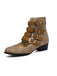 Runde Spitze Niedrig Blockabsatz Cut-Out Stiefel