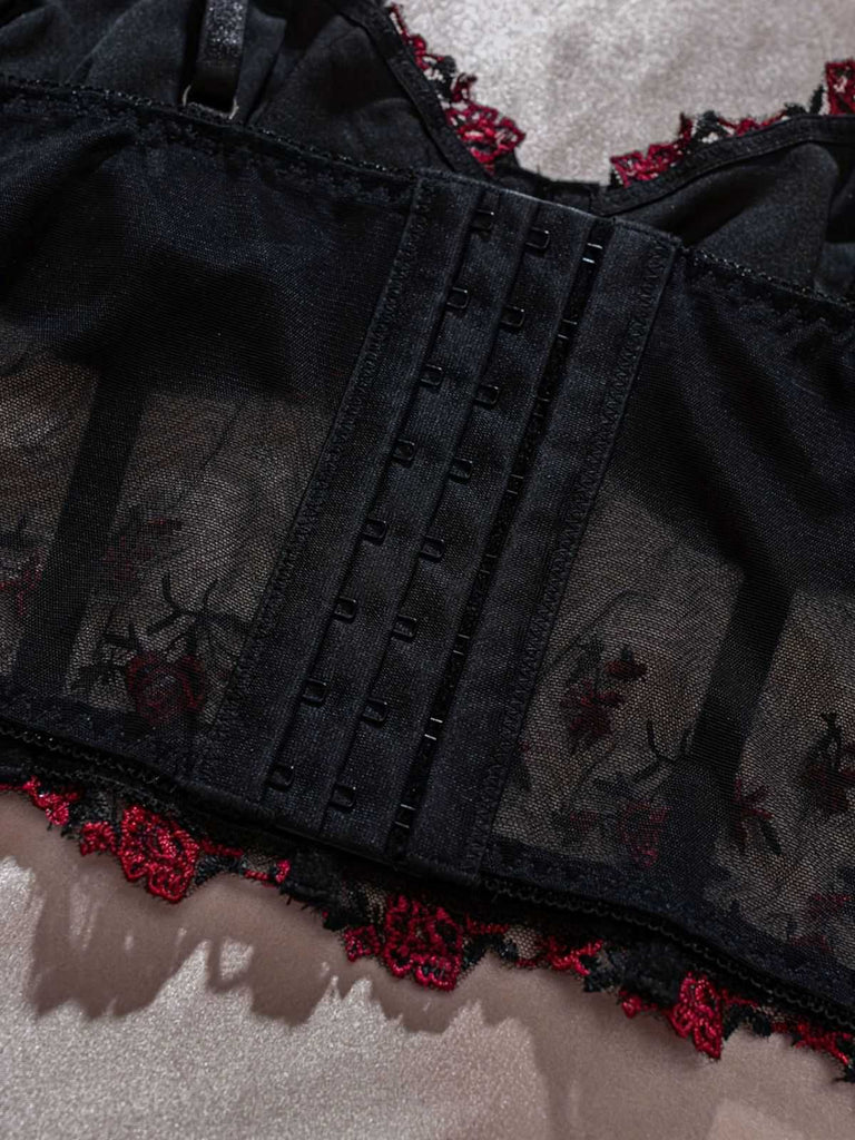 1960er Blumen Bestickt Bogen Dessous mit Bügel