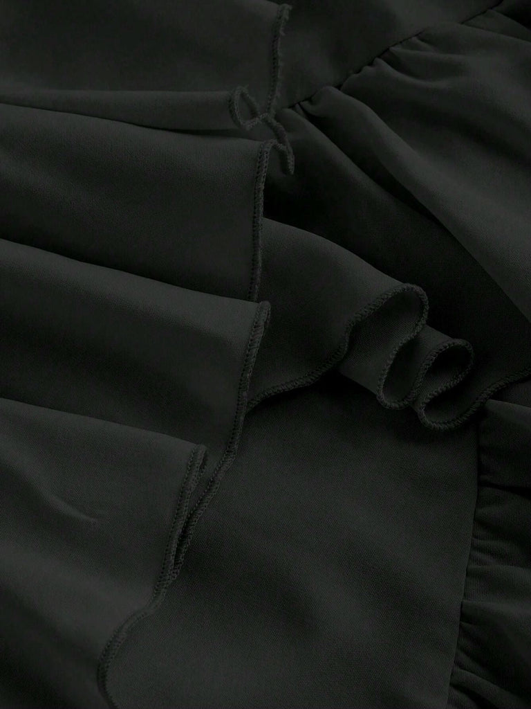 [Vorverkauf] 1950er Träger Gerafft Gestuft Rüschen Saum Kleid