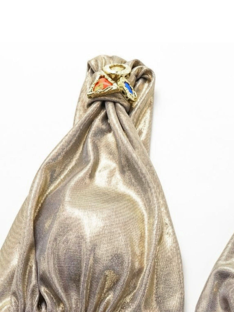 [Vorverkauf] 5PCS Gold 1980er Verziert Metallisch Ägyptisch-Inspiriert Bikini Set