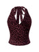 1980er Leopard Muster Halter Wickel Top