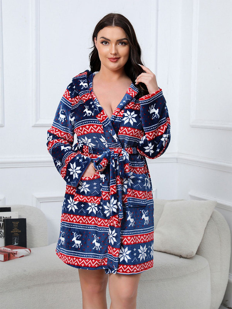 [Übergröße] 1950er Winter Plüsch Kapuzen Robe