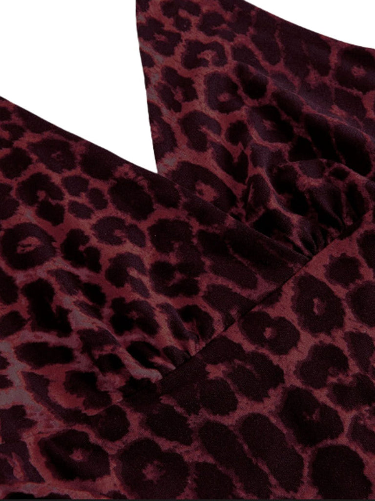 1980er Leopard Muster Halter Wickel Top