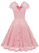 1950er Solide V-Ausschnitt Ärmellos Spitze Kleid