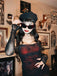 Tiefrotes 1960er Halloween-Spinnennetz-Kleid