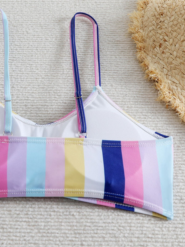 1940er Spaghetti Träger Bogen Kontrast Streifen Bademode