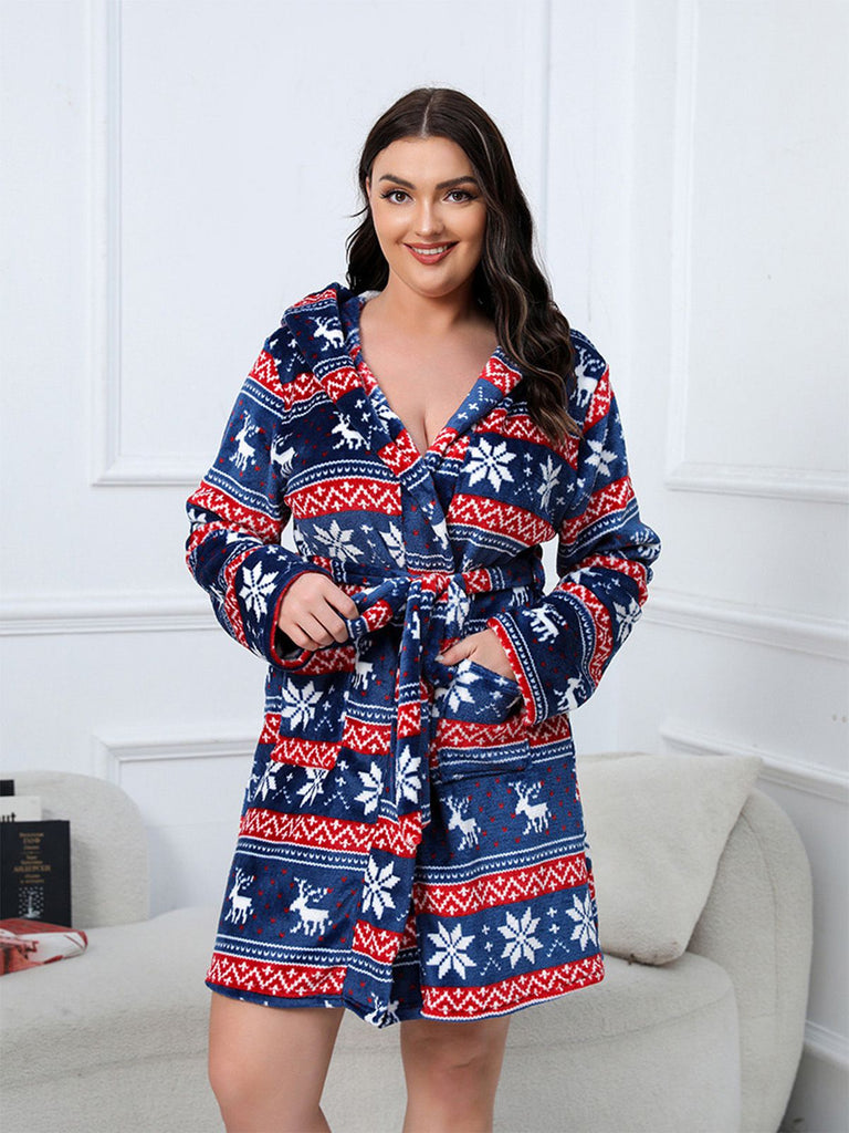 [Übergröße] 1950er Winter Plüsch Kapuzen Robe