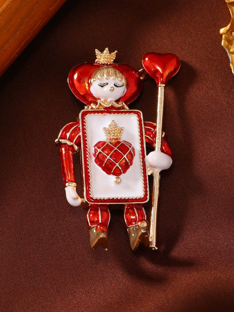 Vintage Rot Herz Schwarz Spatensoldat Weihnachten Brosche