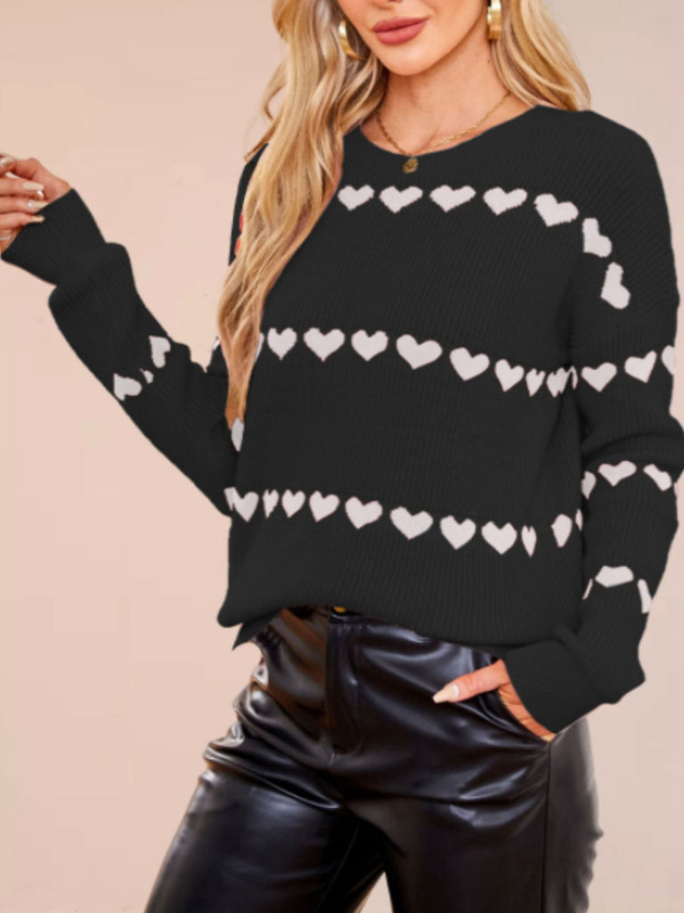 1940er Valentinstag Herz Gestrickt Pullover