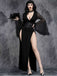 [Vorverkauf] Schwarz 1980er Gothic Schlitz Ausgestellte Ärmel Spitze Kleid