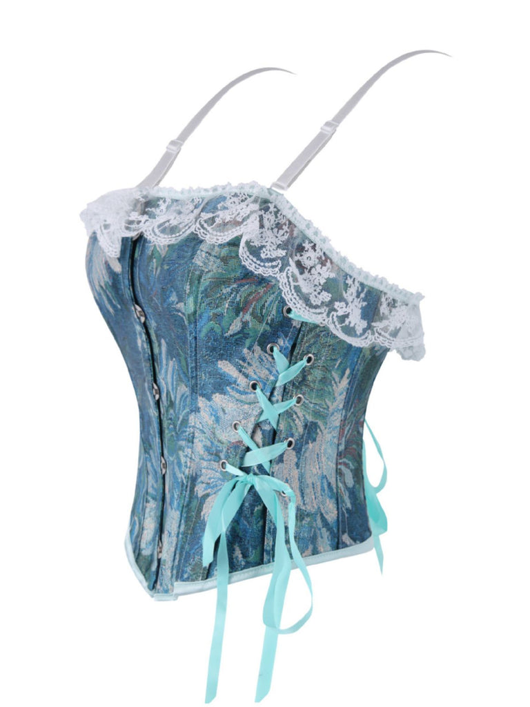 1960er Blumen Spitze Spaghetti Träger Korsett Top