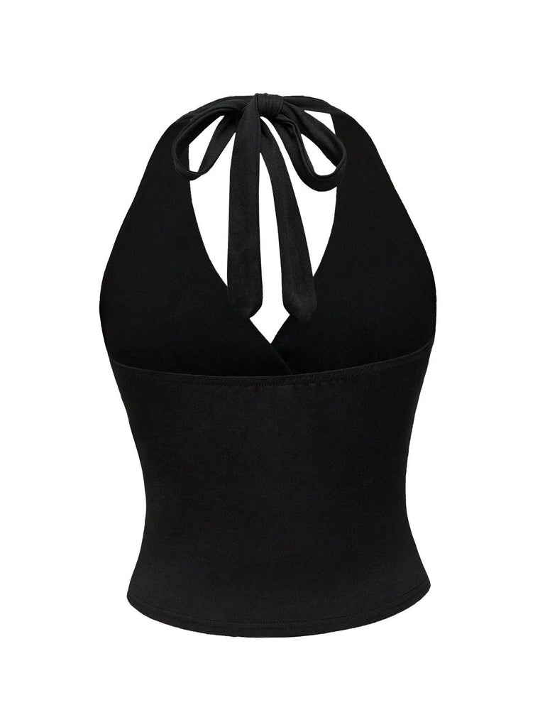 1980er Leopard Muster Halter Wickel Top