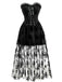 1970er Gothic Trägerlos Dunkle Braut Netz Korsett Kleid