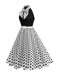 1950er Bogen Binde-Hals Polka Punkte Gürtel Kleid