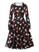1950er Weihnachten Quadratischer Kragen Kleid