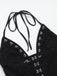 Schwarz 1930er Halter Spitze Schlaghosen Jumpsuit