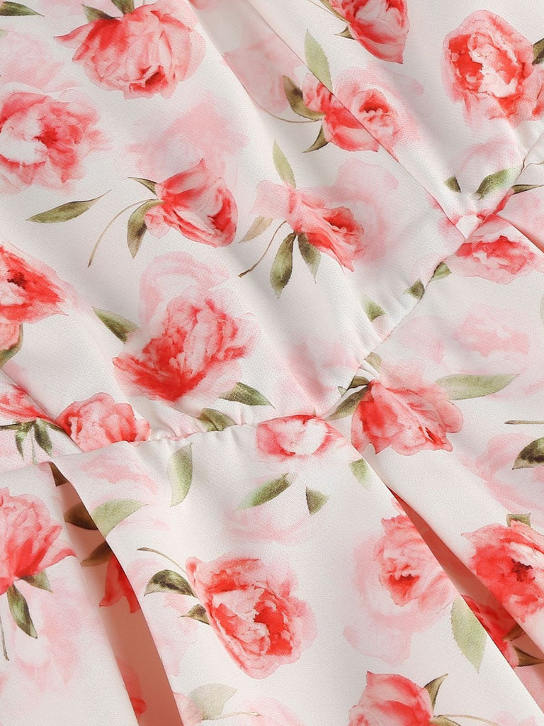 1950er Vintage Blumen Swing Kleid