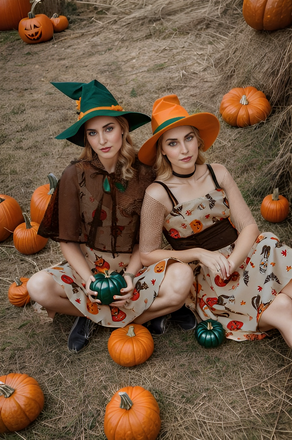 1950ER UMHÄNGE KÜRBIS HALLOWEEN KLEID