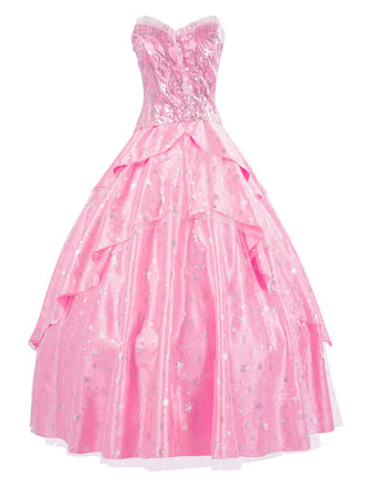 Rosa 1970er Glinda Wicked Pailletten Top & Swing Netz Rock