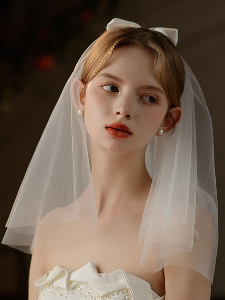 Weiß Vintage Bogen Hochzeit Brautschleier