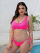 [Übergröße] Rosa 1950er Solide Schnürung Bikini Set