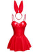1980er Solide Latex Hasenkostüm Kleid Mit Ohren Stirnband