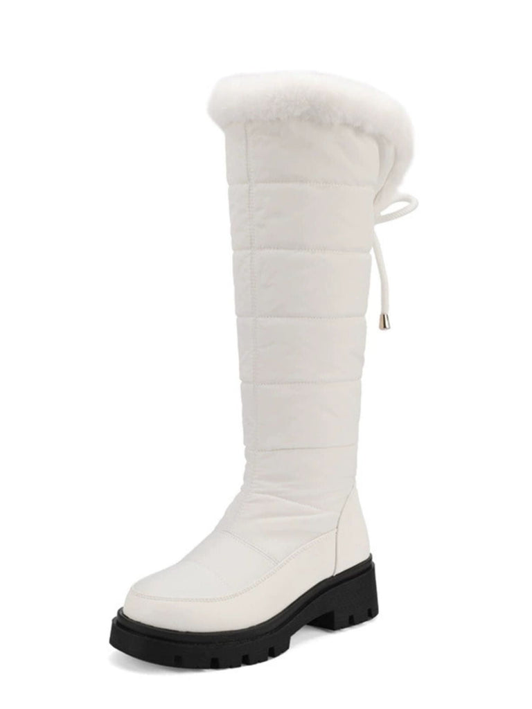 Kunstpelz Kniehoch Schneefall Stoff Stiefel
