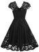 1950er Solide V-Ausschnitt Ärmellos Spitze Kleid