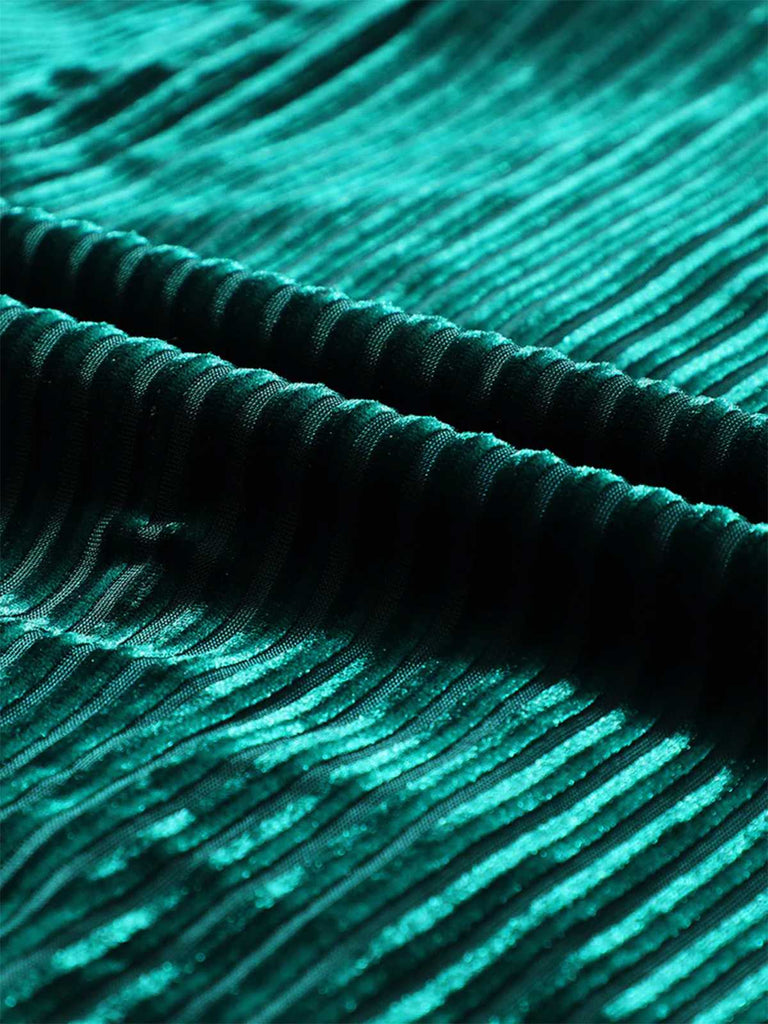 1960er Quadratischer Hals Puffärmel Samt Babydoll Kleid