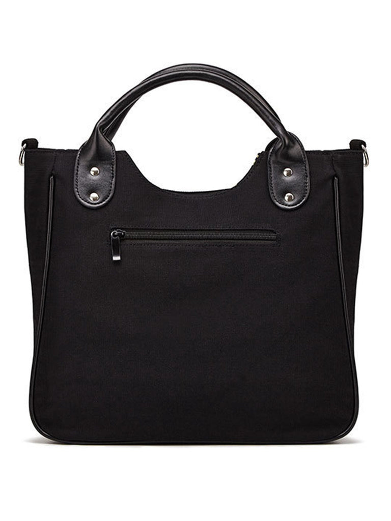 Vintage Schwarz Skelett Canvas Handtasche