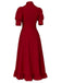 Rot 1940er X-Prequel Perle Spitze Rüschensaum Kleid