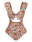 1930er Blumen Rüschen Cutout Einteiliger Badeanzug