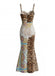 1930er Spaghetti Gurt Leopard Barock Drucken Spitze Kleid