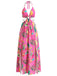 30er Maxikleid mit Neckholder und Blumen