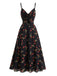 Bunt 1930er Blumen V-Ausschnitt Boho Slip Kleid