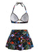 30er Tropen Bikini-Set mit Neckholder und Blumen