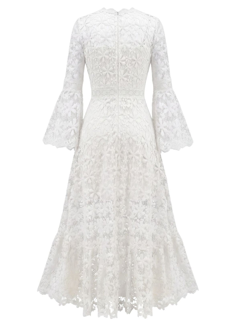 30er Maxikleid mit offenem Rücken und Spitze