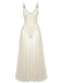 1930er V-Ausschnitt Riemchen Netz Fließend Maxi Kleid